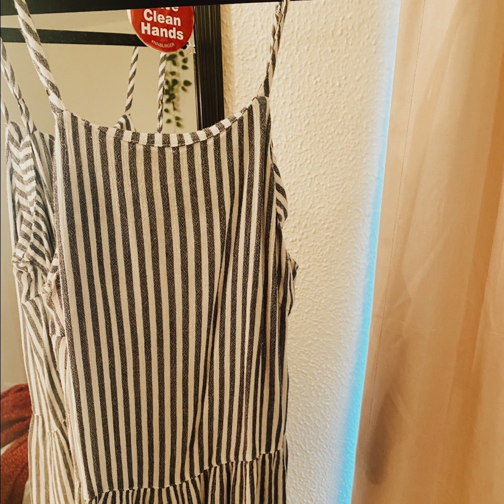 White and navy striped tank